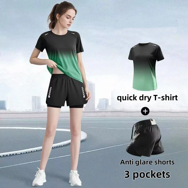 Badminton Aesthetic - Sportkledingset voor dames, hardloopshorts, T-shirt, yogakleding,