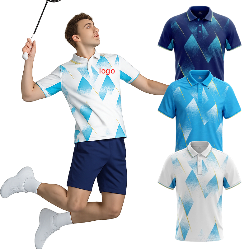 Badminton Jersey - Badmintonpoloshirt voor heren, aangepast logo, naamnummer,