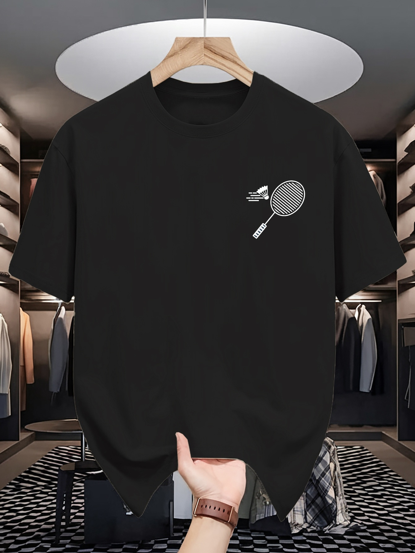 Badminton Aesthetic - Heren T-shirt met ronde hals, minimale